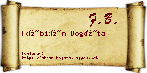 Fábián Bogáta névjegykártya