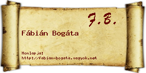 Fábián Bogáta névjegykártya